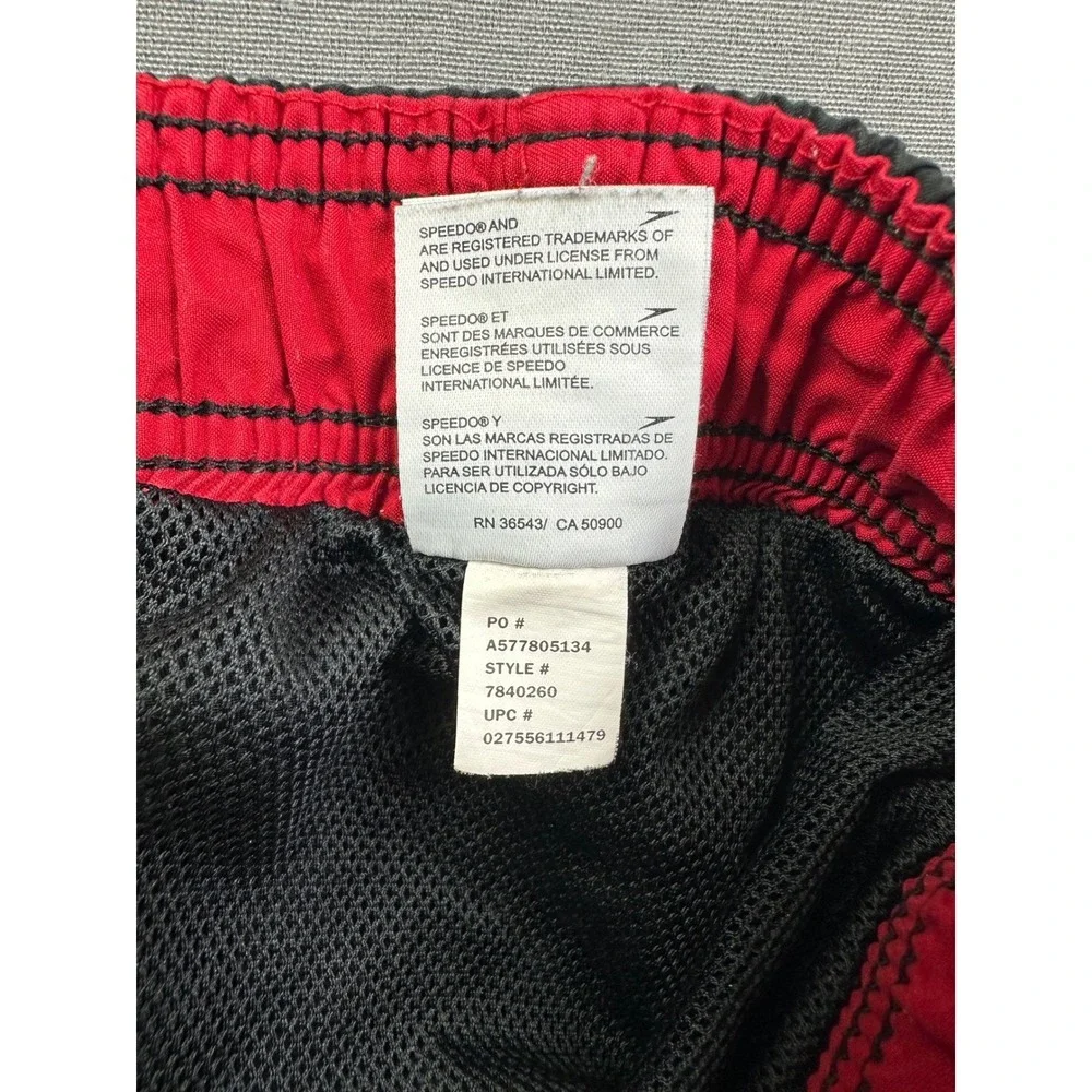 Speedo Men's Swim‎ Trunks Black Board Shorts Cargo Pocket White Piping XXL